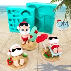 Molde - Silicone - Biscuit - Combo Noel Na Praia  - Deivid Machado