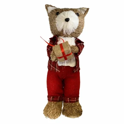 URSO NATAL EM PE MACHO PALHA (VERMELHO) 34X15X13cm - 44027001 - FA