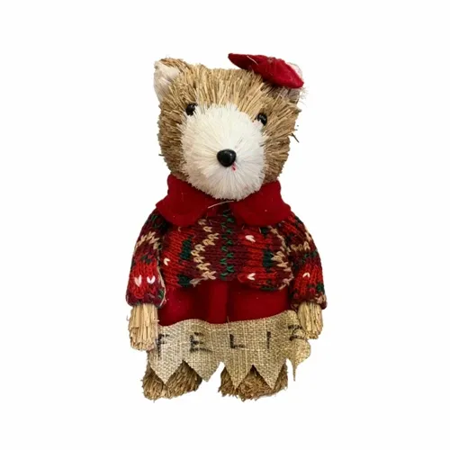 URSO NATAL EM PE MACHO PALHA (VERMELHO) 27X10X10cm - 44013001 - FA