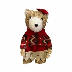 URSO NATAL EM PE MACHO PALHA (VERMELHO) 27X10X10cm - 44013001 - FA