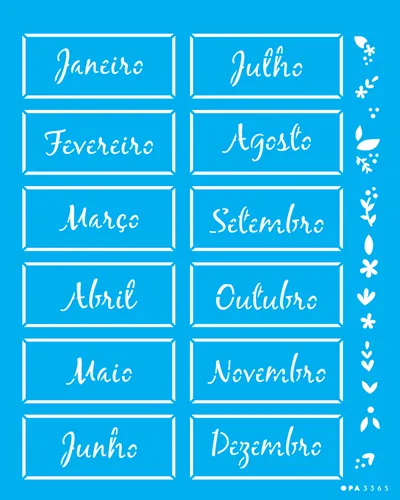 STENCIL   20x25 - 3366 - PALAVRAS MESES