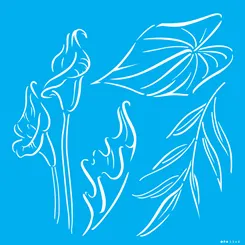 STENCIL  30,5x30,5 - 3368 - ORGANICO COPO-DE-LEITE E FOLHAS