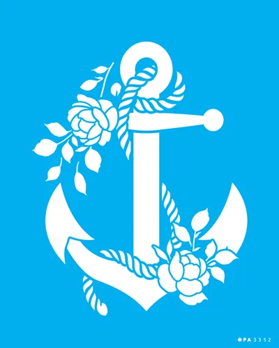 STENCIL  20x25 - 3352 - ANCORA E ROSAS