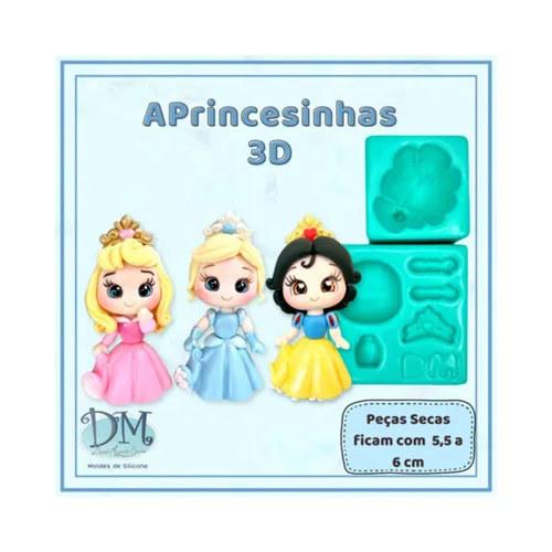 Molde - Silicone - Biscuit - Princesinhas 3D - Deivid Machado