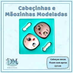 Molde - Silicone - Biscuit - Cabecinha E Maozinhas Modeladas - Deivid Machado