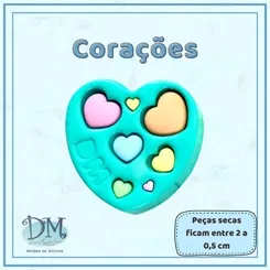 Molde - Silicone - Biscuit - Molde Coracoes - Deivid Machado