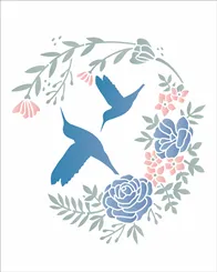 Stencil - 20x25cm - Guirlanda Flores e Beija-Flor