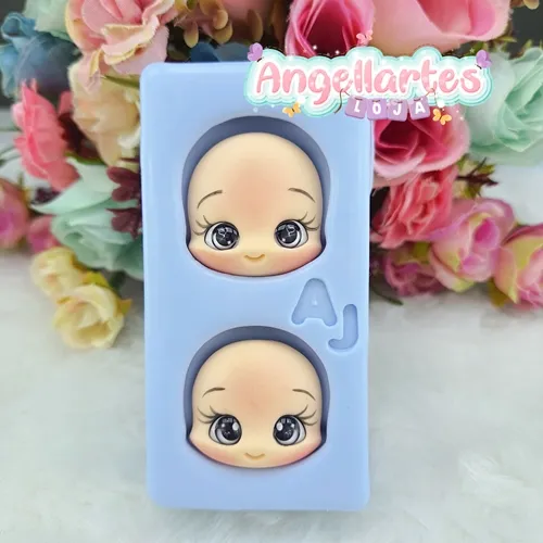 Molde Silicone - Biscuit - Molde Cabecinhas 3 - Angellartes