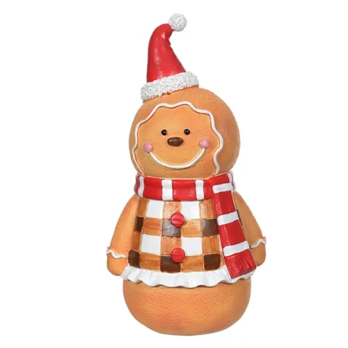 Resina Natal Ginger Bread - Vermelho e Bege - 27x11x13,5cm