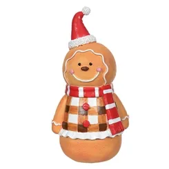 Resina Natal Ginger Bread - Vermelho e Bege - 27x11x13,5cm