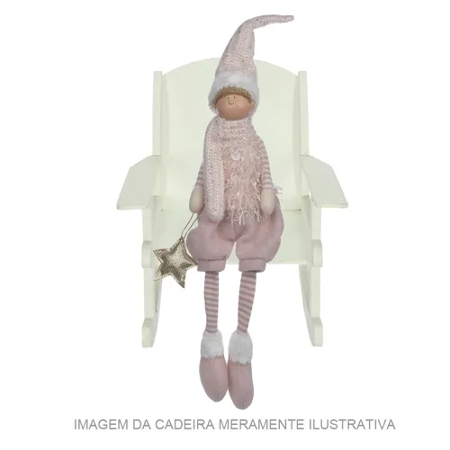 Boneco Natal Menino Sentado - Rosa - 47cm