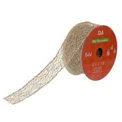 Fita Aramada Tela C/Glitter C/Costura - Champanhe - 3,8cmx9,14m
