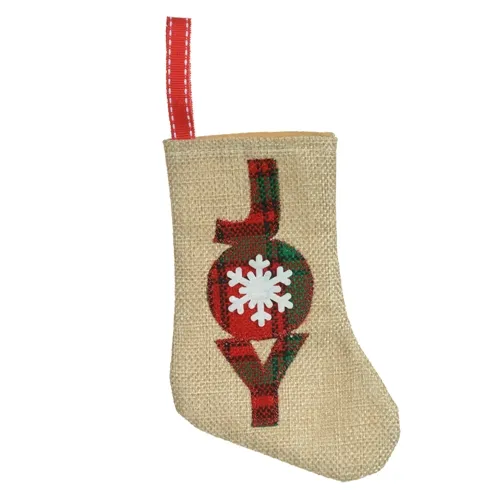 Natal Meia Joy - Bege Xadrez - 14cm