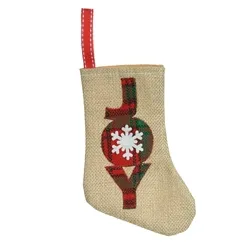 Natal Meia Joy - Bege Xadrez - 14cm