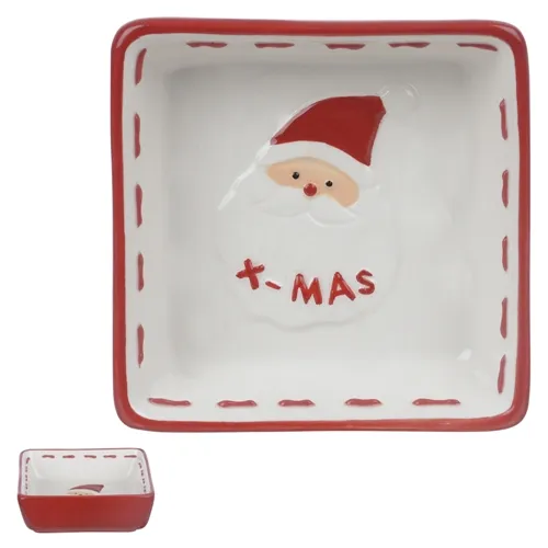 Natal Bowl Papai Noel - Vermelho e Branco - 10x10x3,5cm