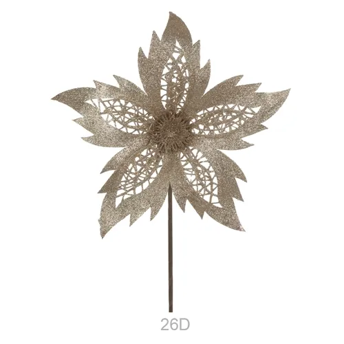 Natal Bico de Papagaio C/Glitter - Champanhe - 26cm