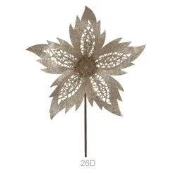 Natal Bico de Papagaio C/Glitter - Champanhe - 26cm