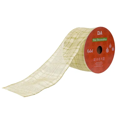 Fita Aramada Tecido C/Costura - Bege - 6,3cmx9,14m