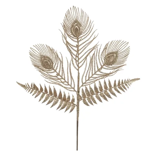 Natal Folha C/Glitter - Champanhe - 43cm