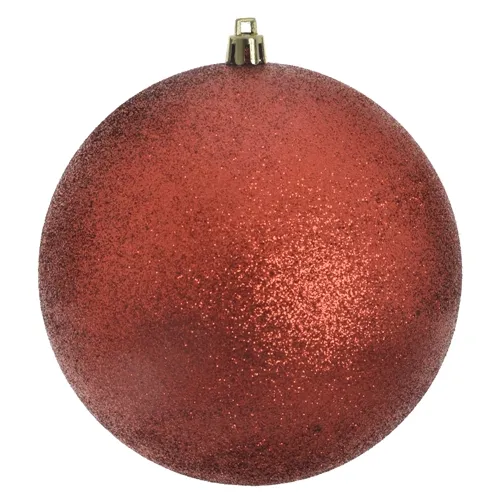 Bola Natal C/Glitter - Vermelho - 12cm