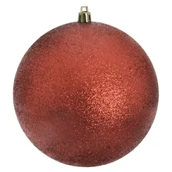Bola Natal C/Glitter - Vermelho - 12cm