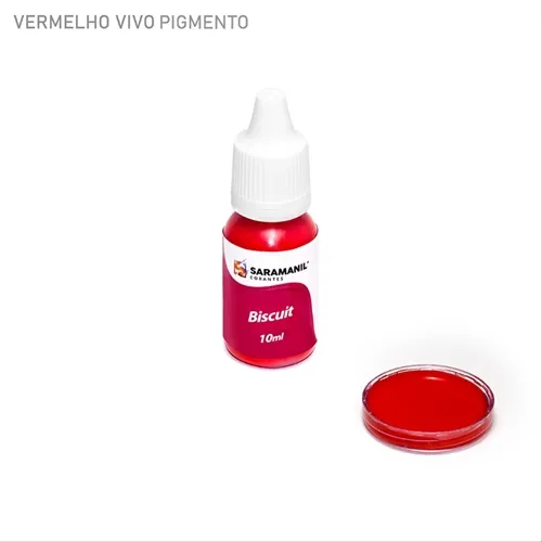 Pigmento Líquido para Biscuit - 75.503 - Vermelho Vivo 10ml - Saramanil