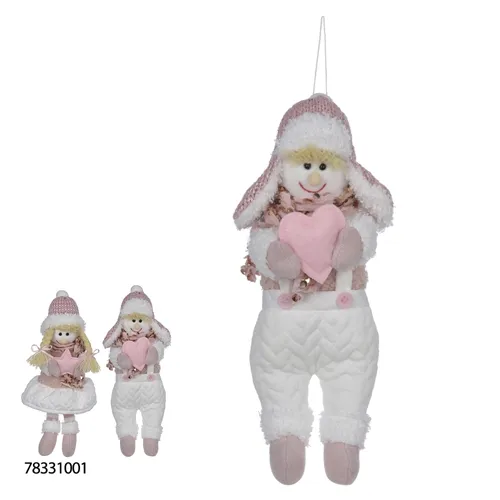 Boneco Natal Menino Pendurar - Rosa - 28cm