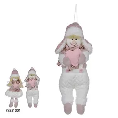 Boneco Natal Menino Pendurar - Rosa - 28cm