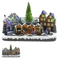 Natal Resina Bivolt  Vila - Colorido - 39,5x20,5x23,5cm