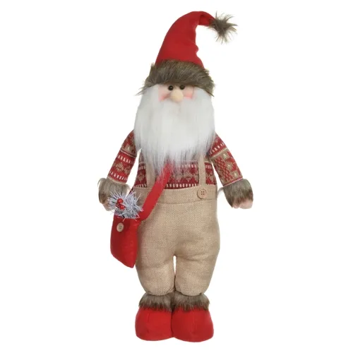 Boneco Papai Noel em Pe - Vermelho e Bege - 54cm