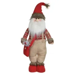 Boneco Papai Noel em Pe - Vermelho e Bege - 54cm