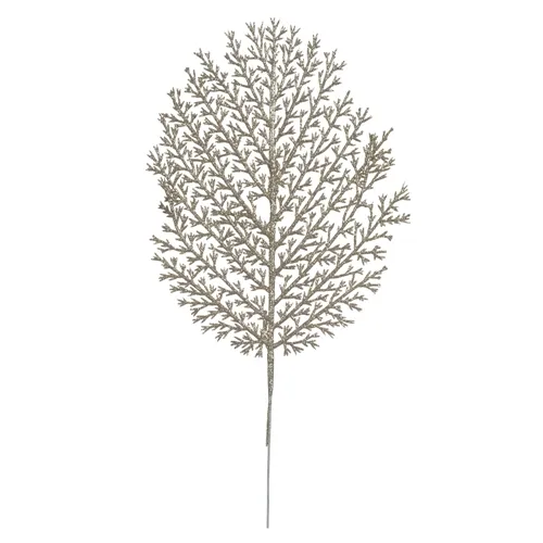 Folha Samambaia Natal C/Glitter - Champanhe - 27cm