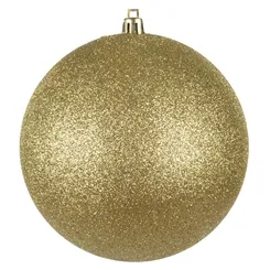 Bola Natal C/Glitter - Dourado - 12cm