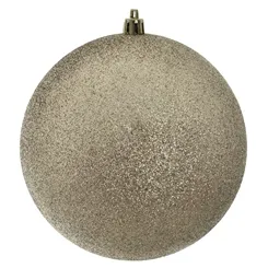 Bola Natal C/Glitter - Champanhe - 12cm