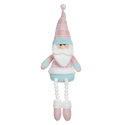 Boneco Papai Noel Sentado - Rosa e Azul - 47cm