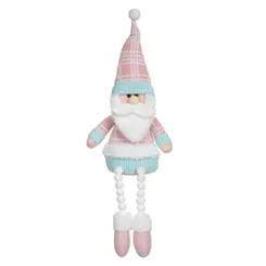 Boneco Papai Noel Sentado - Rosa e Azul - 47cm