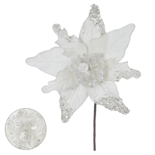 Bico de Papagaio Aveludado c/Glitter - Branco - 31cm