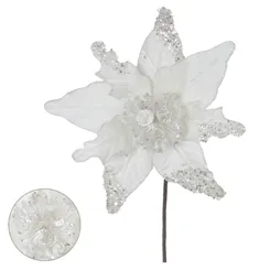 Bico de Papagaio Aveludado c/Glitter - Branco - 31cm