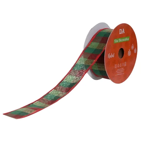 Fita Aramada Tecido Xadrez C/Costura - Colorido - 3,8cmx9,14m