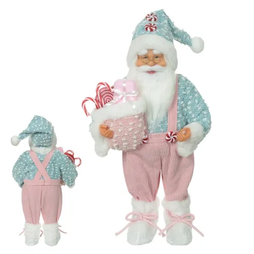 Papai Noel em Pe Candy Colors - Rosa e Azul - 45cm