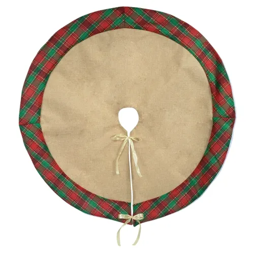 Saia Arvore Natal Juta - Bege Xadrez - 85cm