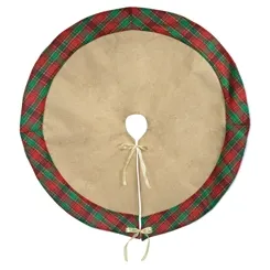 Saia Arvore Natal Juta - Bege Xadrez - 85cm