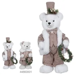 Urso Natal em Pe Macho - Rose - 46cm