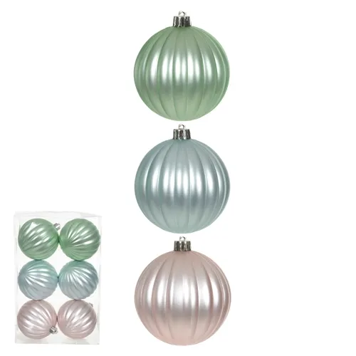 Bola Decorada Natal C/6 Und. PVC - Colorido - 8cm