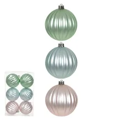 Bola Decorada Natal C/6 Und. PVC - Colorido - 8cm