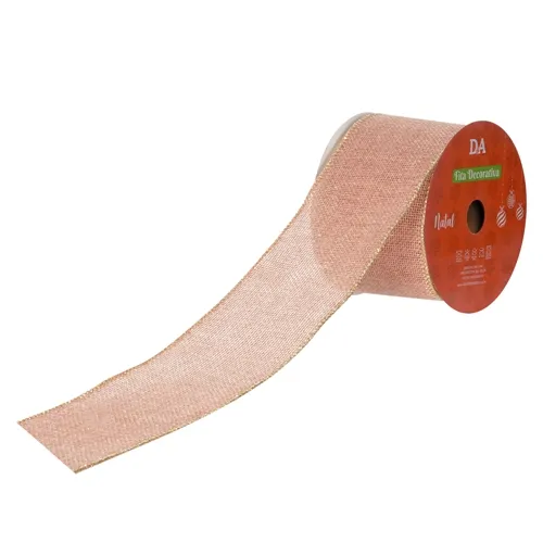 Fita Aramada Juta C/Costura - Rose Dourado -  6,3cmx9,14m