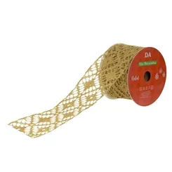 Fita Aramada Tela C/Glitter C/Costura - Dourado - 6,3cmx9,14m