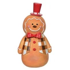 Resina Natal Ginger Bread - Vermelho e Bege - 26x14x10,5cm