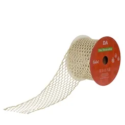 Fita Aramada Tela C/Glitter C/Costura - Champanhe - 6,3cmx9,14m