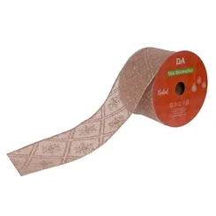 Fita Aramada Juta C/Glitter C/Costura - Rosa Champanhe - 6,3cmx9,14m